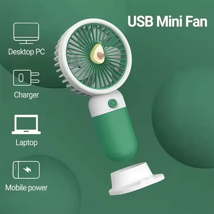Portable USB Fan (Pink) – Rechargeable, Up to 6 Hours, Compact & Lightweight