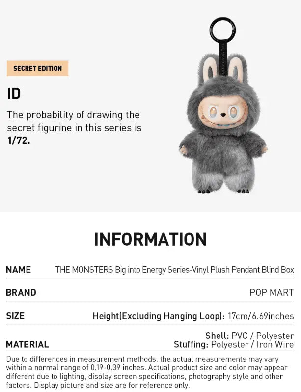 POP MART The Monsters – Labubu “Big Into Energy” Series V3 Keychain Blind Box