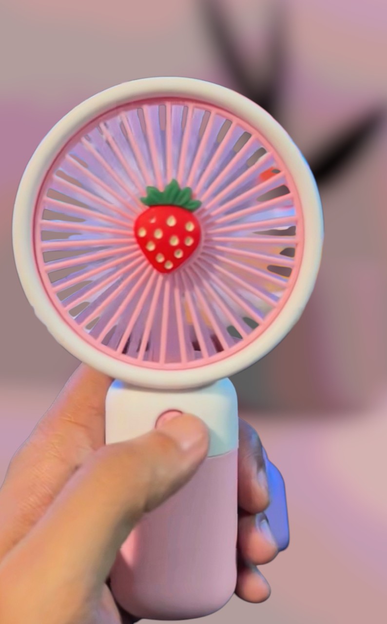Portable USB Fan (Pink) – Rechargeable, Up to 6 Hours, Compact & Lightweight