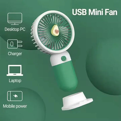 Portable USB Fan (Pink) – Rechargeable, Up to 6 Hours, Compact & Lightweight